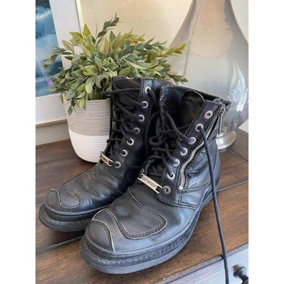 Harley-Davidson Other - Harley Davidson Leather Motorcycle Riding Boots Mens 8.5 Black Lace & Zip